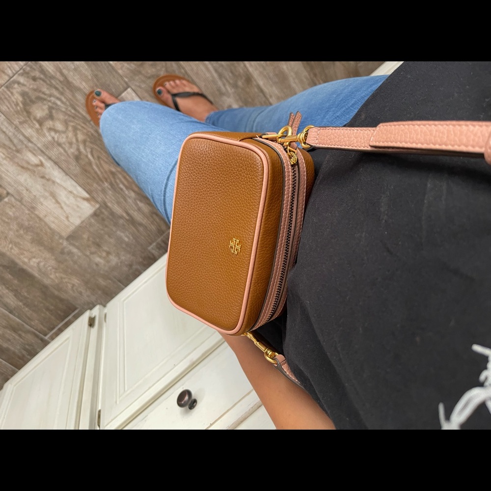 New ❤️ tory Burch leather camera bag crossbody brown - Picture 5 of 11